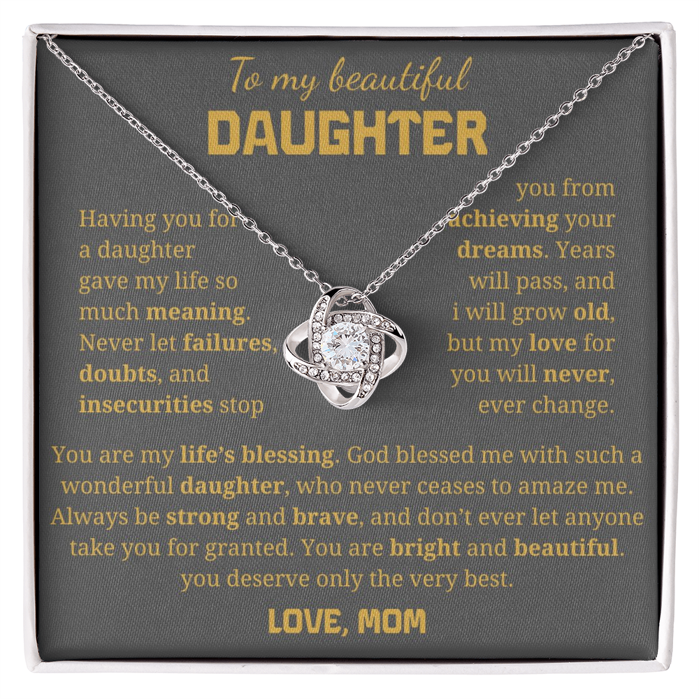 To My Daughter Love Knot Necklace