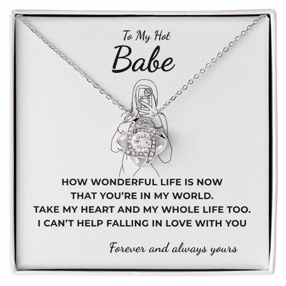 To My Hot Babe Love Knot Necklace