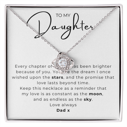 To My Daughter Love Knot Necklace