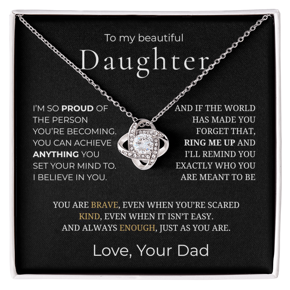 To My Daughter Love Knot Necklace
