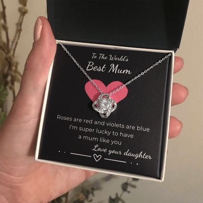 To The World's Best Mom Love Knot Necklace