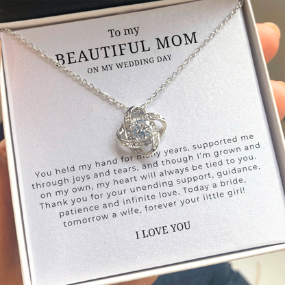 To My Beautiful Mom On My Wedding Day Interlocking Hearts Necklace
