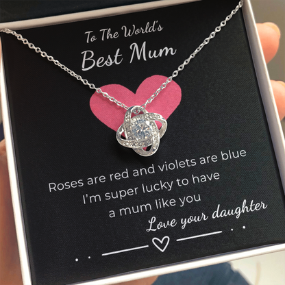 To The World's Best Mom Love Knot Necklace