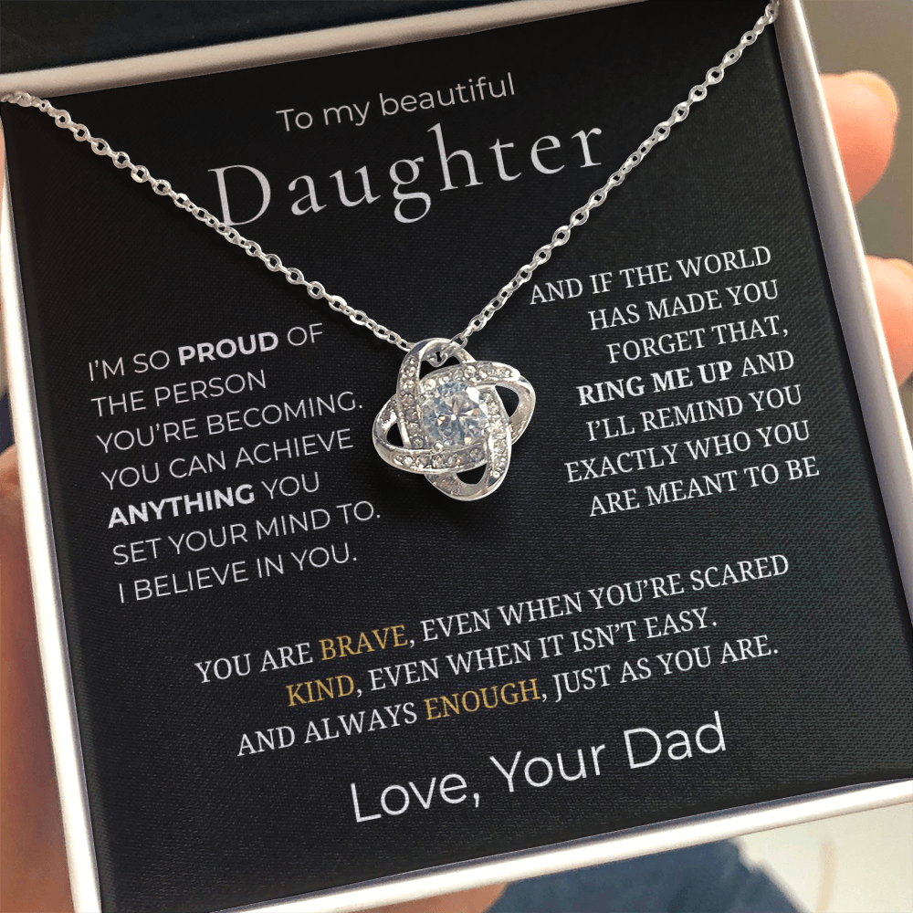 To My Daughter Love Knot Necklace