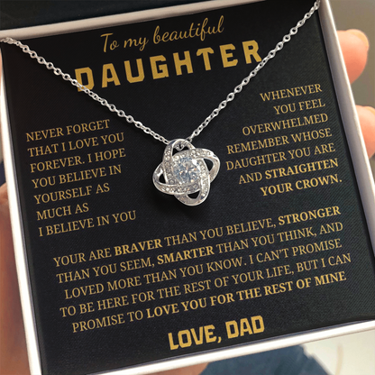 To My Daughter Love Knot Necklace