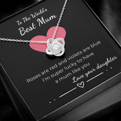 To The World's Best Mom Love Knot Necklace