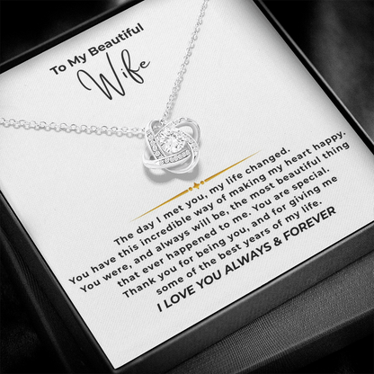 To My Beautiful Wife Interlocking Hearts Necklace