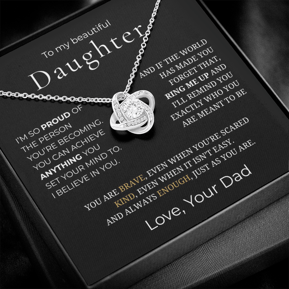To My Daughter Love Knot Necklace