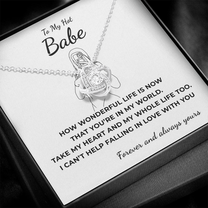 To My Hot Babe Love Knot Necklace