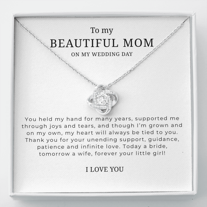 To My Beautiful Mom On My Wedding Day Interlocking Hearts Necklace