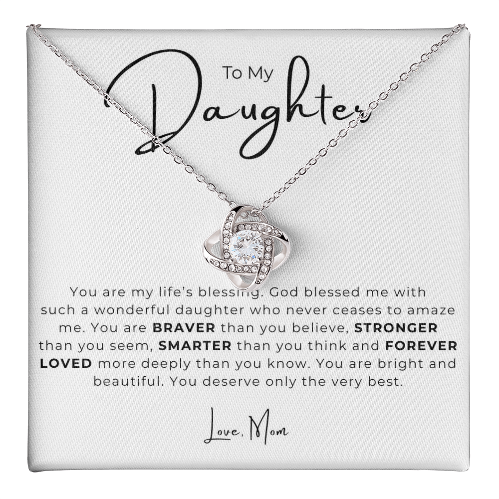 To My Daughter Love Knot Necklace