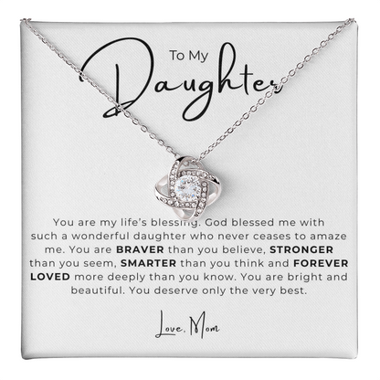 To My Daughter Love Knot Necklace