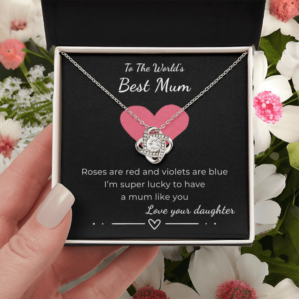 To The World's Best Mom Love Knot Necklace