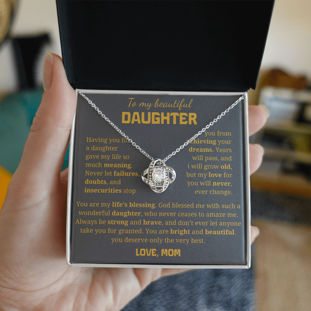 To My Daughter Love Knot Necklace