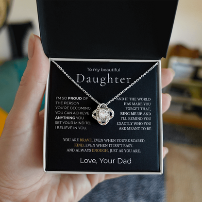 To My Daughter Love Knot Necklace