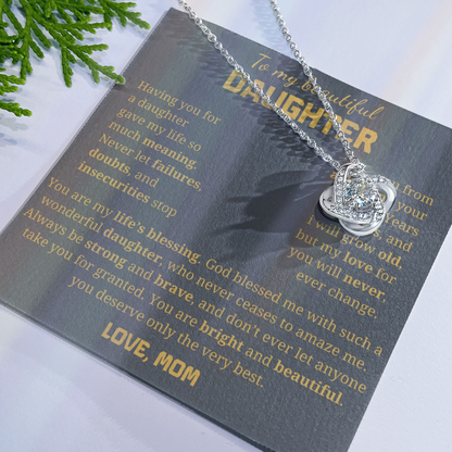 To My Daughter Love Knot Necklace