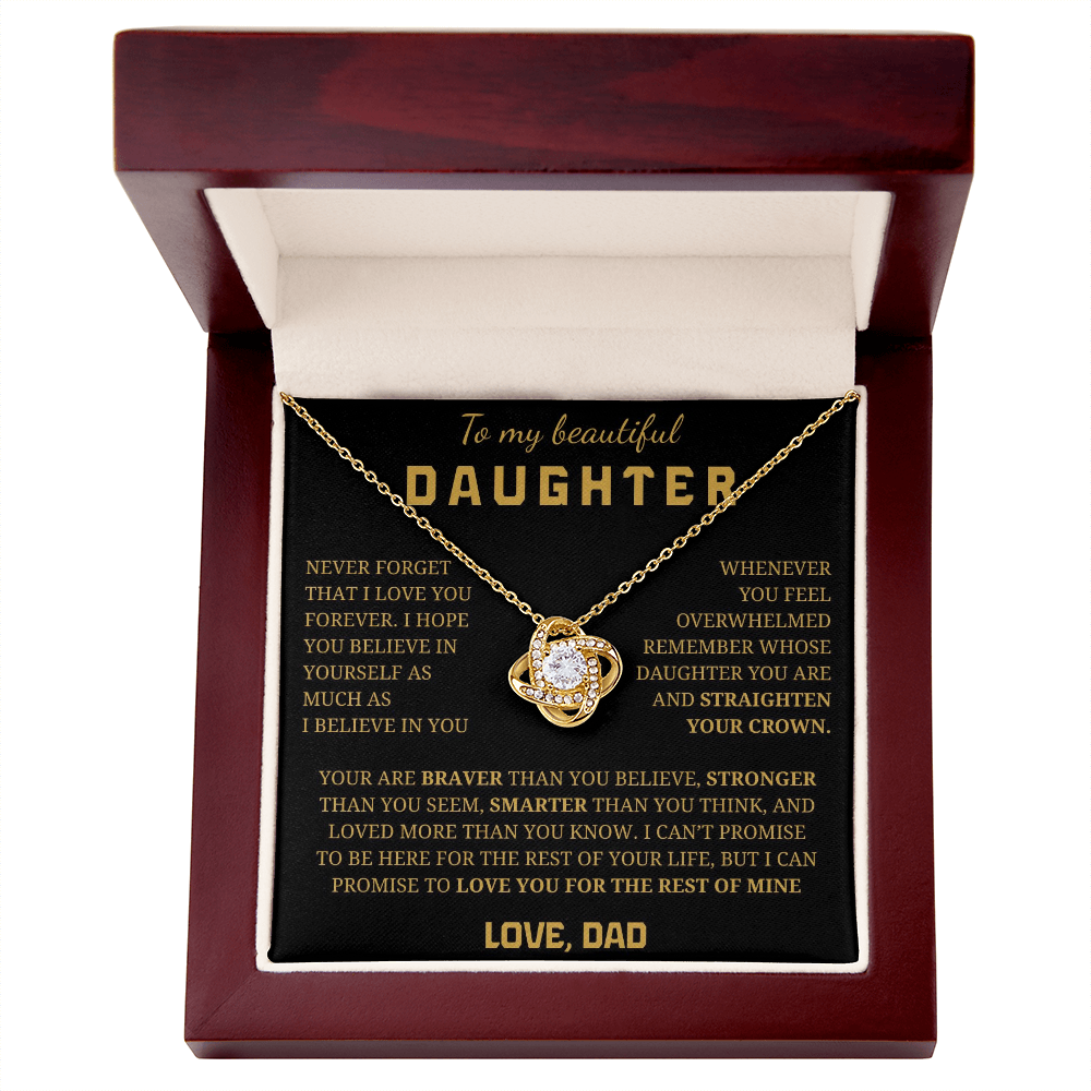 To My Daughter Love Knot Necklace