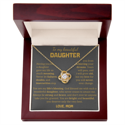 To My Daughter Love Knot Necklace
