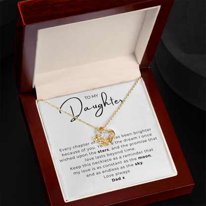To My Daughter Love Knot Necklace