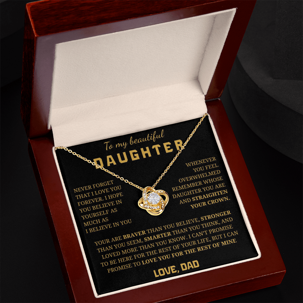 To My Daughter Love Knot Necklace