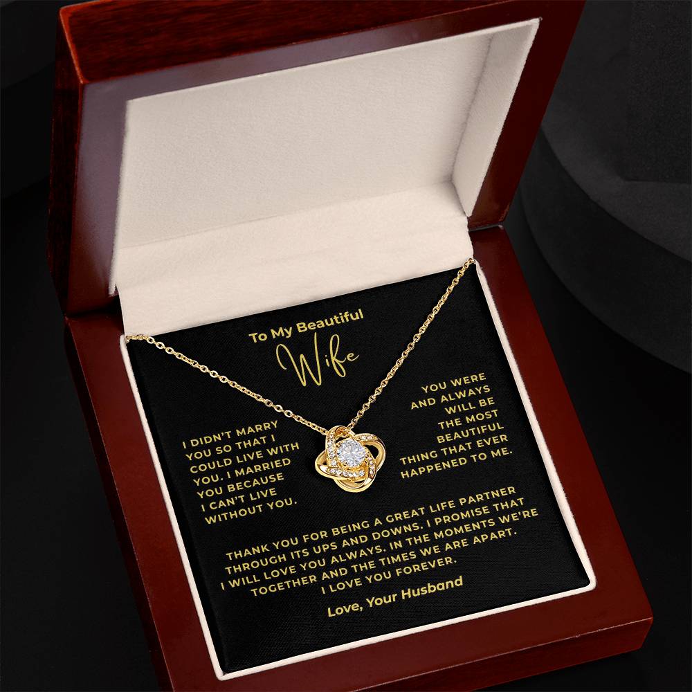To My Beautiful Wife Interlocking Hearts Necklace