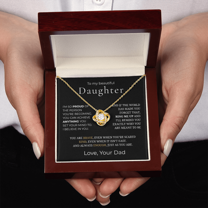 To My Daughter Love Knot Necklace