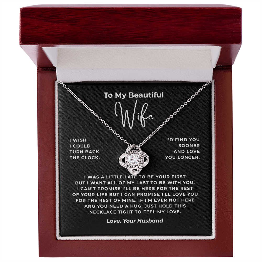 To My Beautiful Wife Interlocking Hearts Necklace
