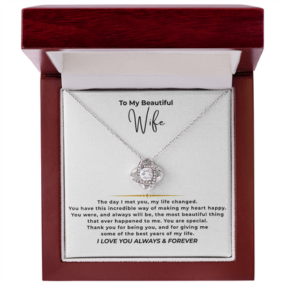 To My Beautiful Wife Interlocking Hearts Necklace