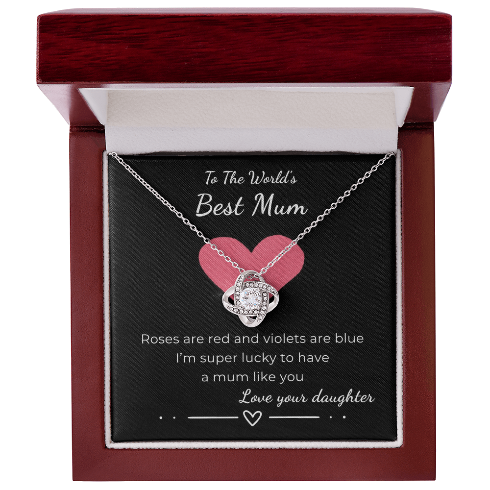 To The World's Best Mom Love Knot Necklace