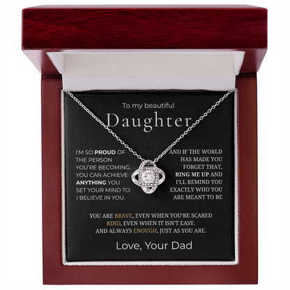 To My Daughter Love Knot Necklace
