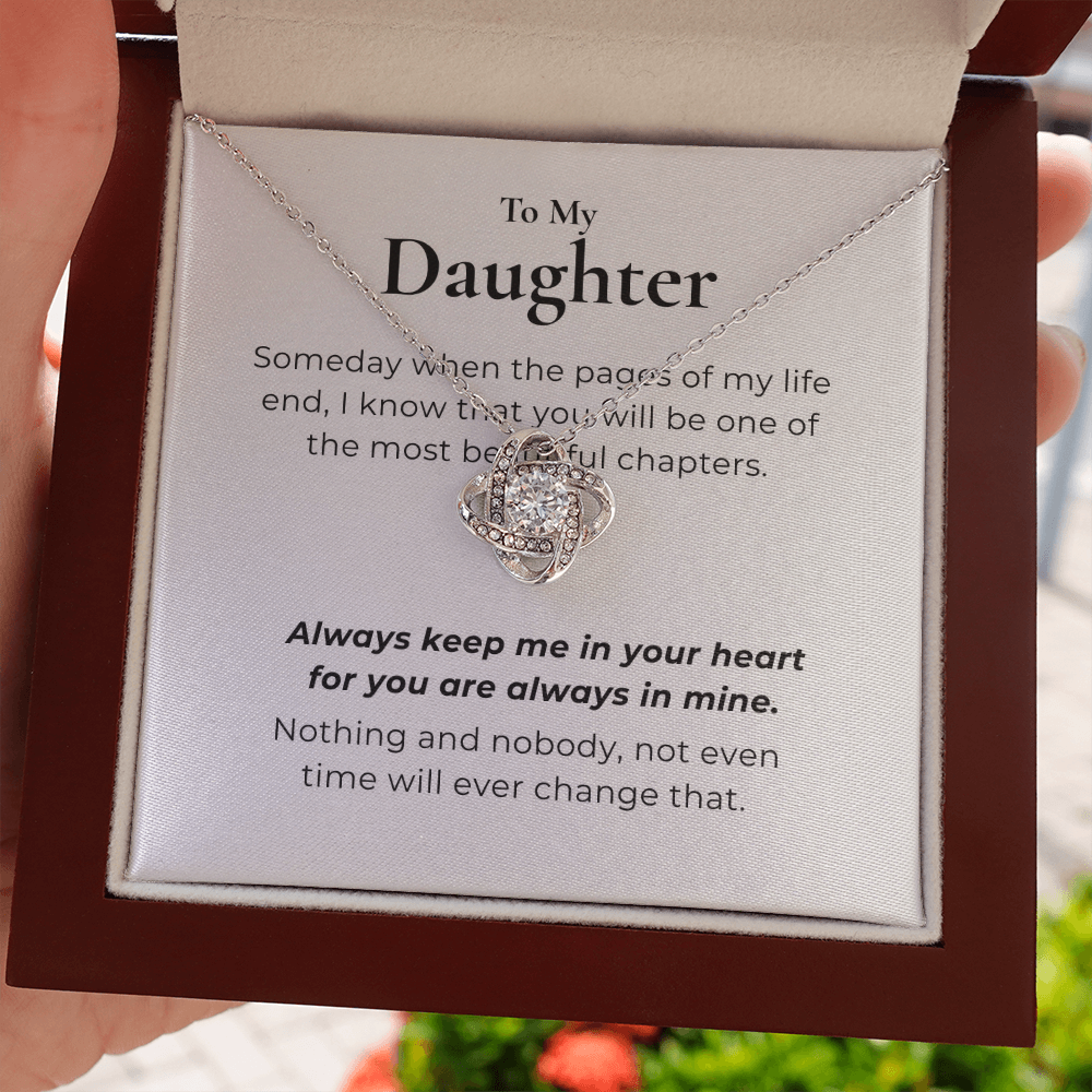 To My Daughter Love Knot Necklace