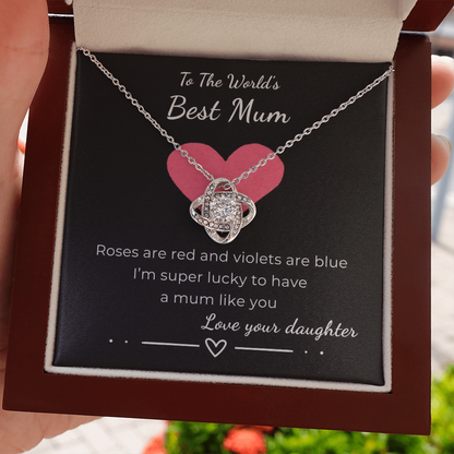 To The World's Best Mom Love Knot Necklace