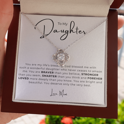 To My Daughter Love Knot Necklace