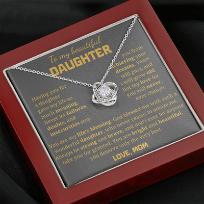 To My Daughter Love Knot Necklace