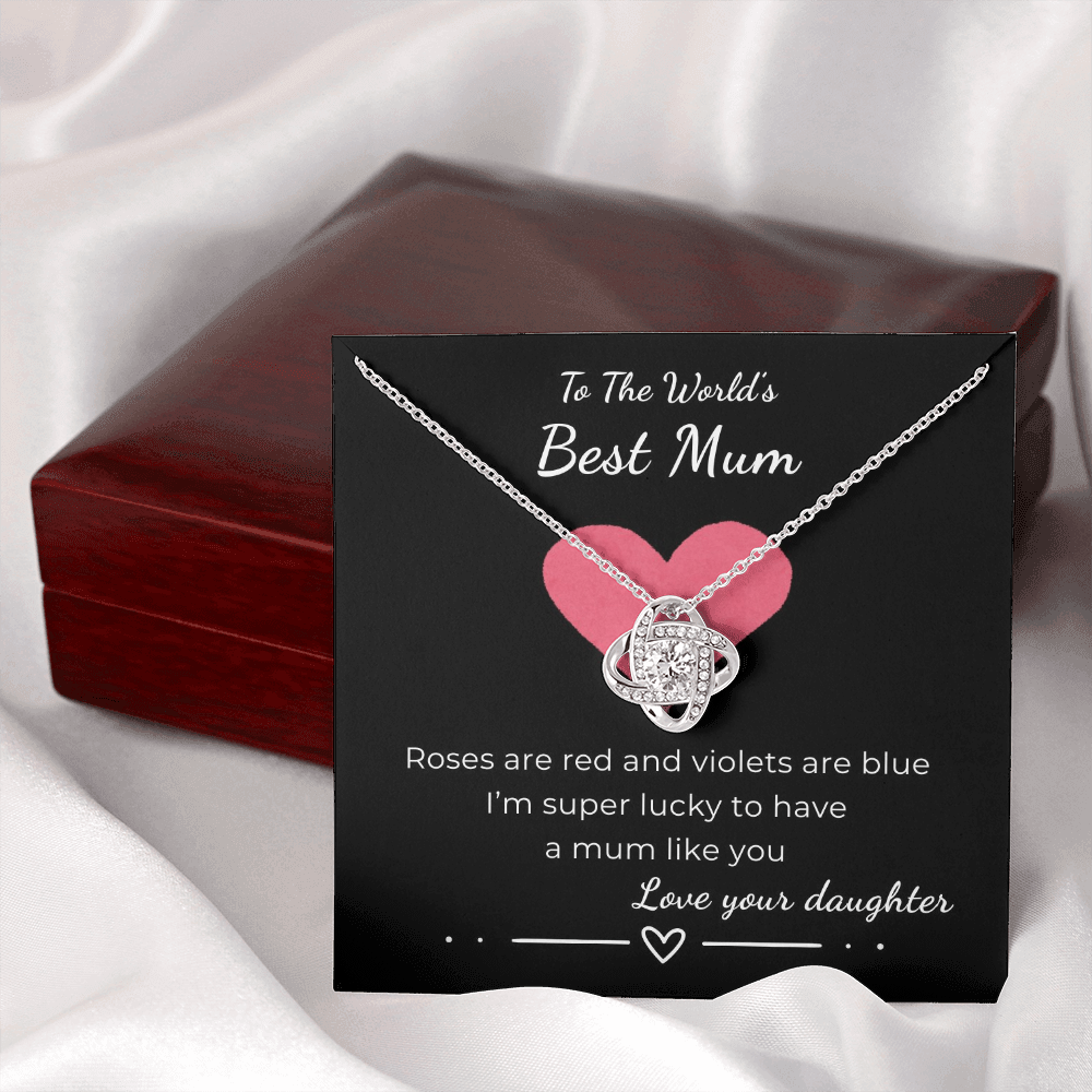 To The World's Best Mom Love Knot Necklace