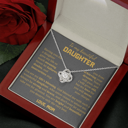To My Daughter Love Knot Necklace