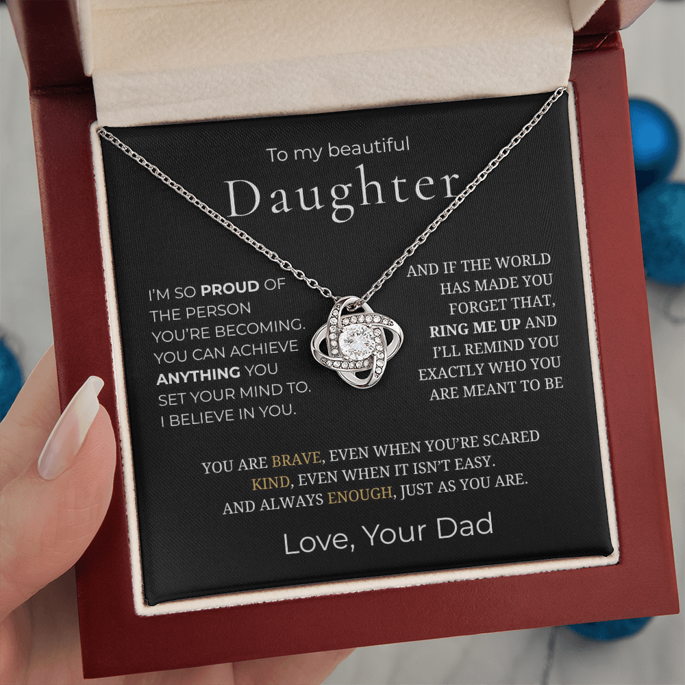 To My Daughter Love Knot Necklace