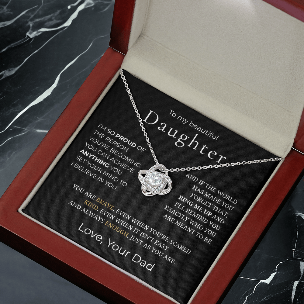 To My Daughter Love Knot Necklace