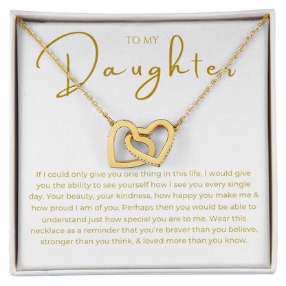 To My Daughter Interlocking Hearts Necklace