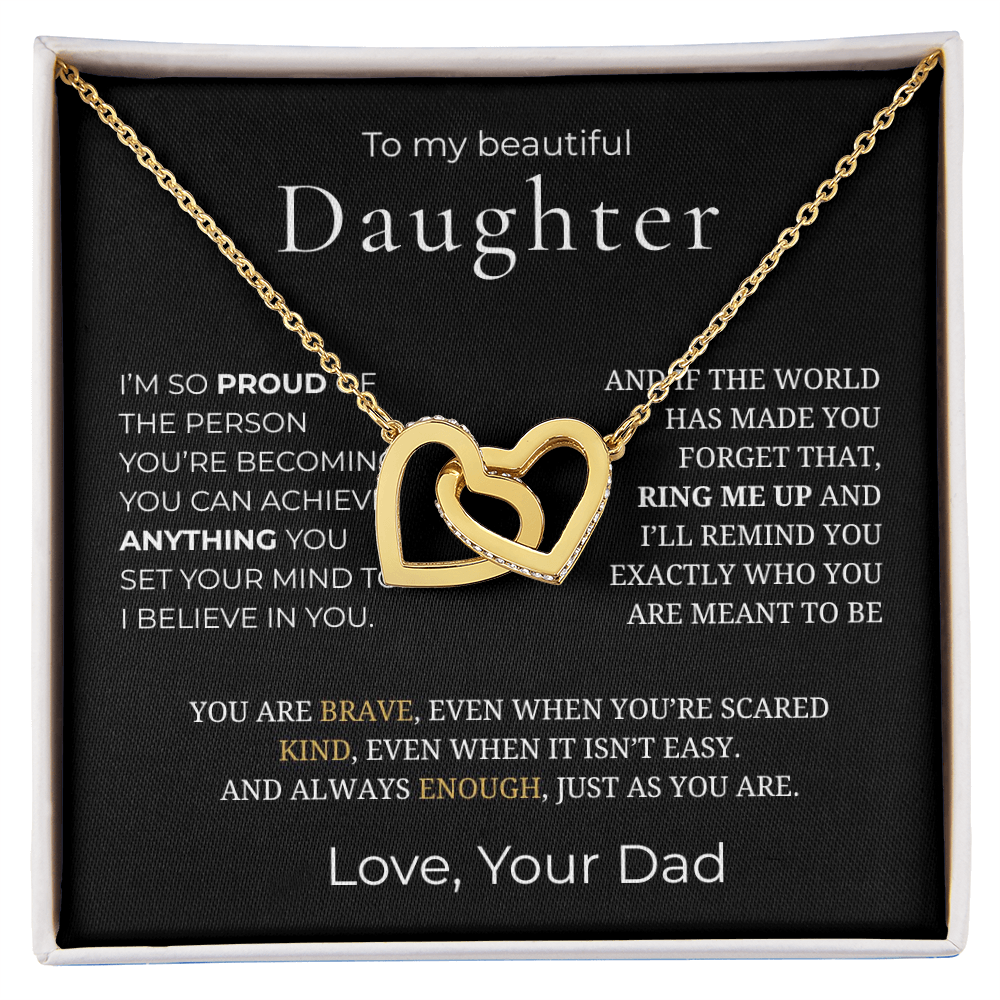To My Daughter Interlocking Hearts Necklace