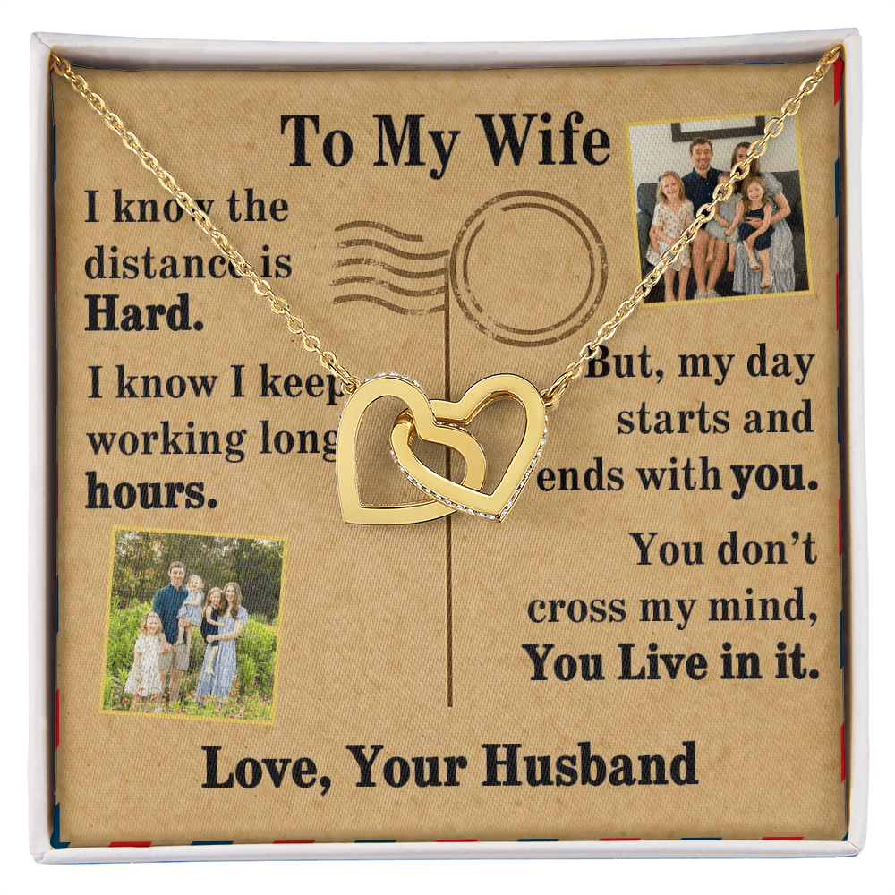 To My Wife Interlocking Hearts Necklace With 2 Photos