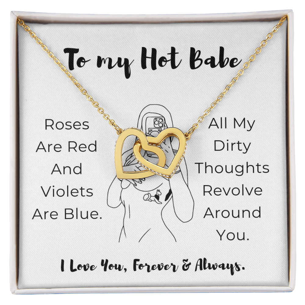 To My Hot Babe Interlocking Hearts Necklace