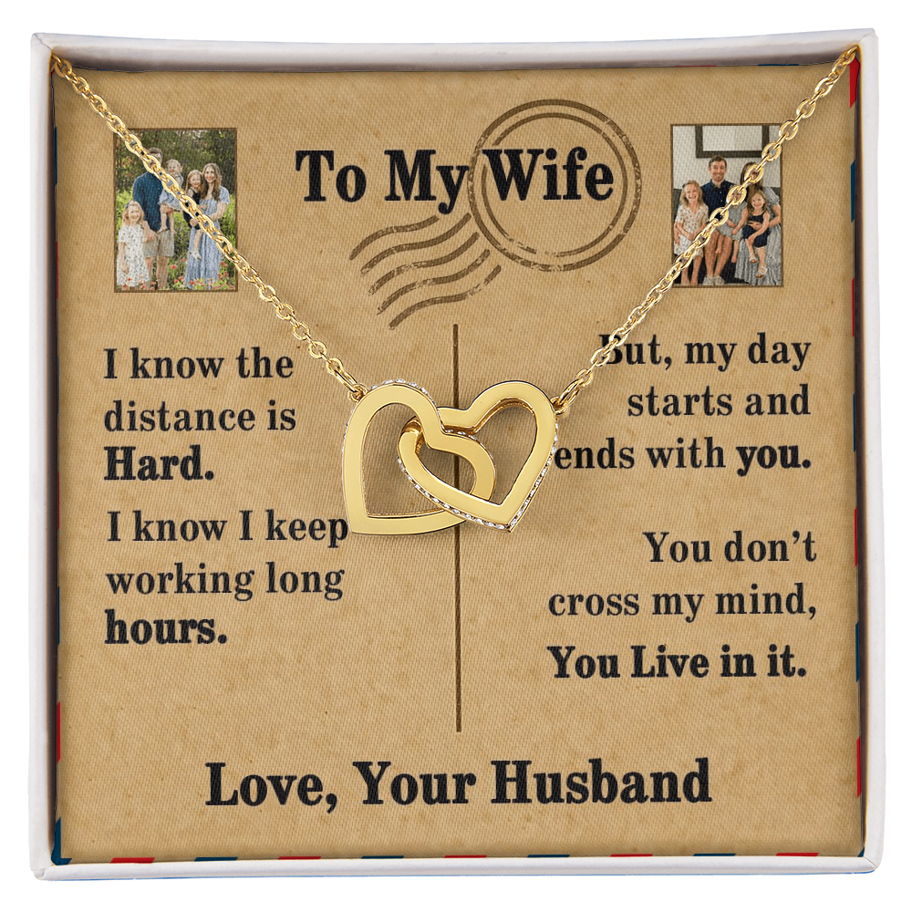 To My Wife Interlocking Hearts Necklace With 2 Photos