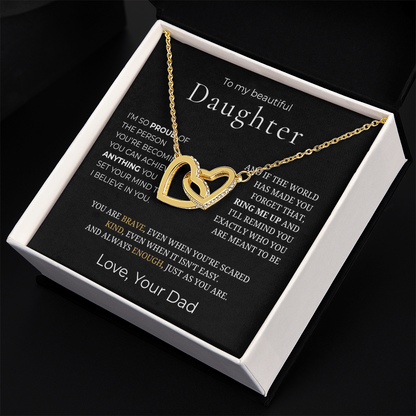 To My Daughter Interlocking Hearts Necklace