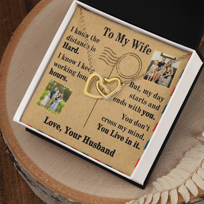 To My Wife Interlocking Hearts Necklace With 2 Photos