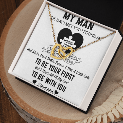 To My Man Interlocking Hearts Necklace