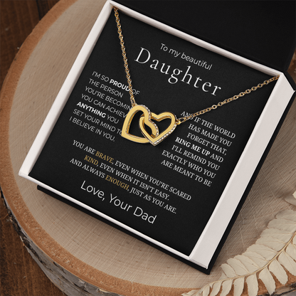 To My Daughter Interlocking Hearts Necklace