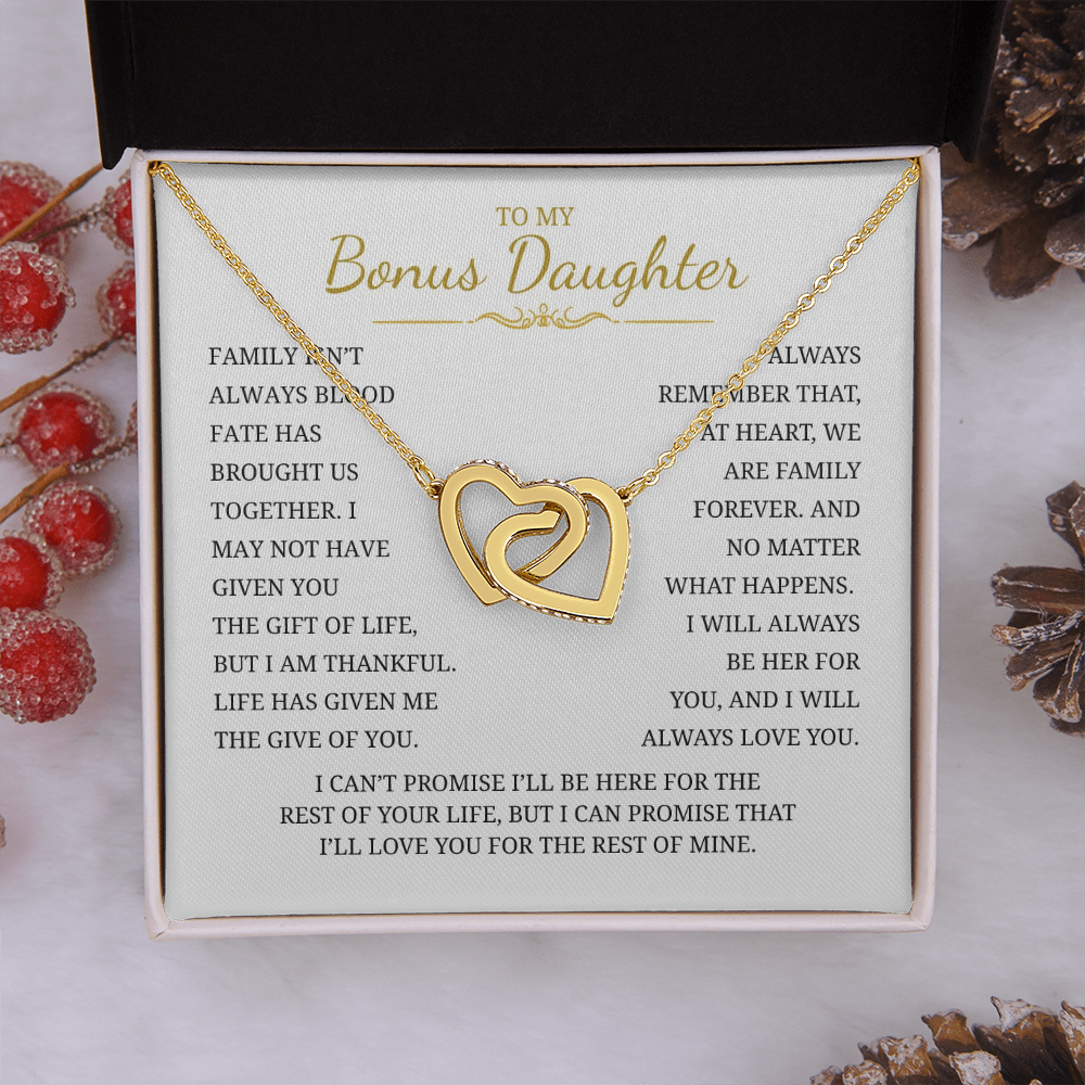 To My Bonus Daughter Interlocking Hearts Necklace