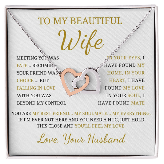 To My Beautiful Wife  Interlocking Hearts Necklace