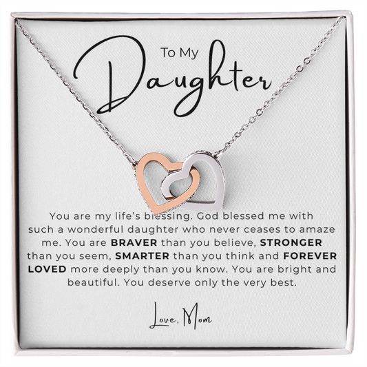 To My Daughter Interlocking Hearts Necklace